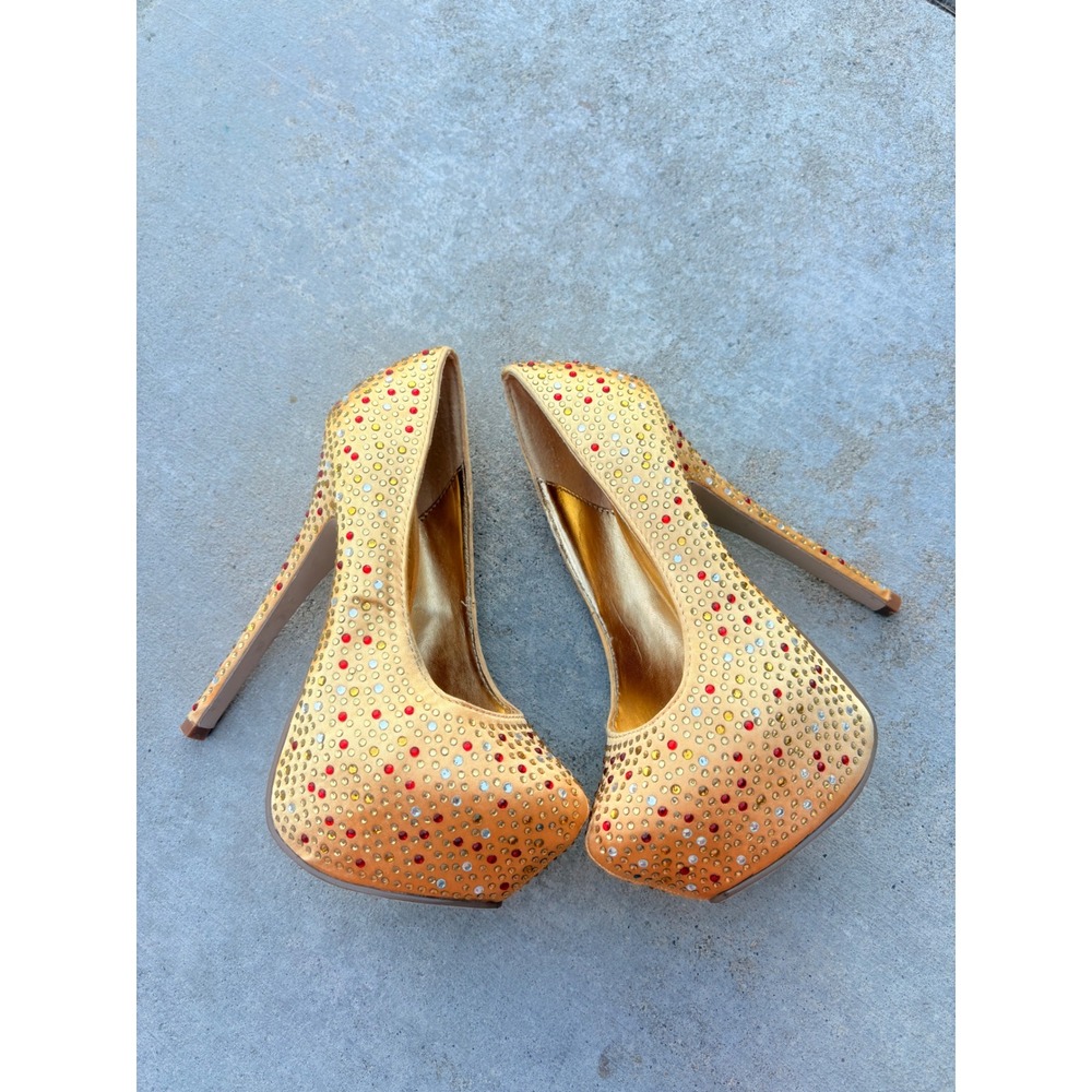 Y2K Styluxe scene Rhinestone Encrusted Platform Stiletto Pumps Heels Size 5.5